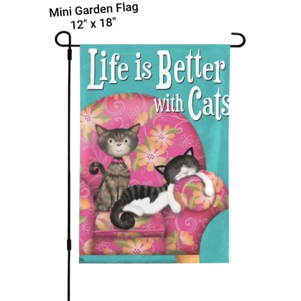 Garden Flag 😺😹"Life Is Better With Cats 😻 12.5" X 18" Fade Resistance Durabl…